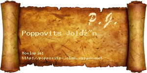 Poppovits Jolán névjegykártya